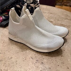 J Slides Women's White Knit Slip-On Sneakers